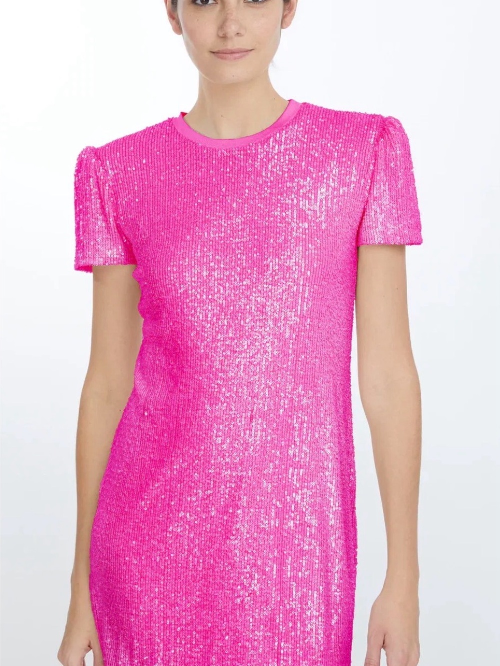 Generation Love - Women's Hot Pink Sequin Short-Sleeve Top
